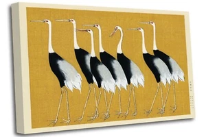 Red Crowned Cranes Abstract canvas Wall Art Picture Print Ready To Hang - Picture 1 of 6