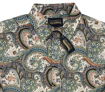 Men's CREMIEUX PREMIUM DENIM Cream Colors Paisley Cotton Shirt M Medium NWT NEW - Image 1 of 4