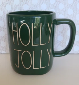 Rae Dunn Artisan Collection Kaffeebecher "Holly Jolly" grün 202 - NEU - Bild 1 von 6