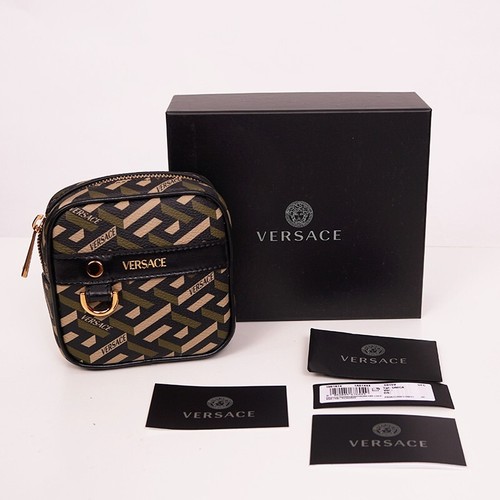 NUOVO SACCHETTO QUADRATO MODULARE MODULARE IN TELA RIVESTITO IN CACHI $325 VERSACE