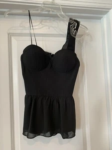 Guess Bustier One Shoulder Peplum Blouse XS NWT - Picture 1 of 7