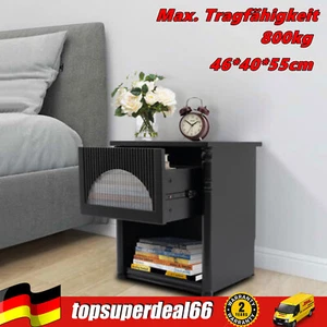 Nachttisch Beistelltisch Nachtschrank mit Schubladen Beistell Kommode Schwarz - Bild 1 von 19