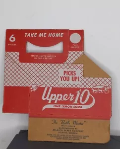Vintage Upper 10 Lime Lemon Soda Pop Bottle Carrier Box Cardboard Advertising - Picture 1 of 8