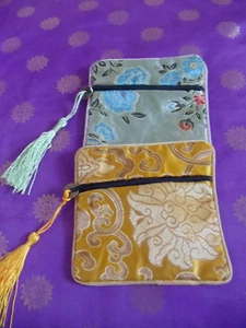 Silk Brocade Purse Pouch Bag Fair Trade Storage Lucky Coin Tassel Gift - Picture 1 of 21