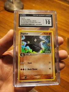 (TOP POP 12) CGC 10 GEM MINT Pokemon Ex Pupitar Reverse Holo STAMP Error 70/115 - Picture 1 of 4