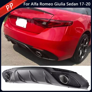 For Alfa Romeo Giulia Sedan 17-20 Rear Bumper Diffuser Spoiler With Exhaust Tips - Bild 1 von 14