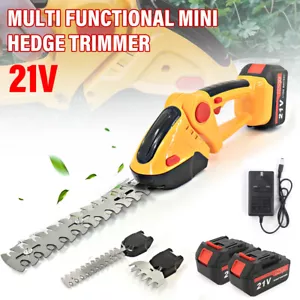 21V Cordless Hedge Trimmer 2in1 Grass Shear Shrub Branch Cutter With 2 Batteries - Picture 1 of 13