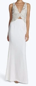 TERANI COUTURE Cutout Embellished White Long Formal Prom Dress Gown NEW Womens 6 - Picture 1 of 10