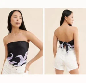 Neu Free People Intimate S Spellbound Body trägerlos schwarz Blumen hinten zum Binden - Bild 1 von 7