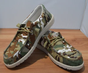 Mocassino Hey Dude Wally uomo 8 donna 10 mimetico verde mimetico slip on - Foto 1 di 6