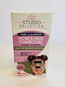 Studio Selection Deep Cleansing Nose & Face Charcoal Unclog Pores Strips 14ct - Picture 1 of 5