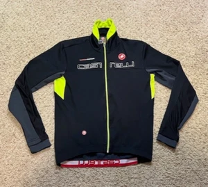 Castelli Men Black Rosso Corsa Full Zip Wind Stopper Cycling Jacket Size Medium - Picture 1 of 5
