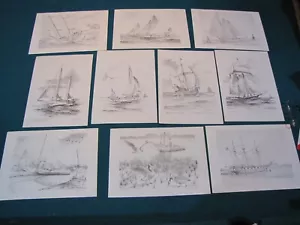 10 Prints John Moll: Bugeye, Skipjack, Clipper, Dove, Pungy, Log Canoe 11x15" - Picture 1 of 14