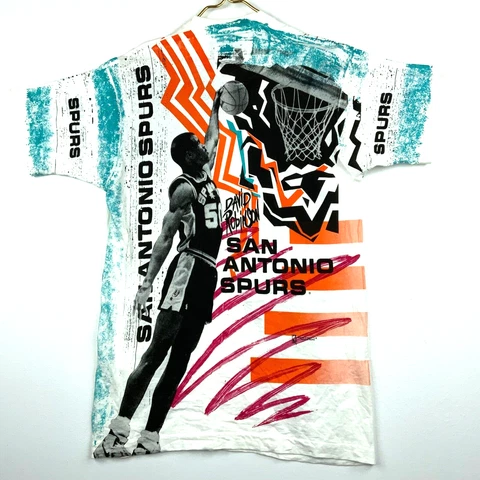 Vintage David Robinson San Antonio Spurs Magic Johnson T-shirt Size XL Aop 90s Cover
