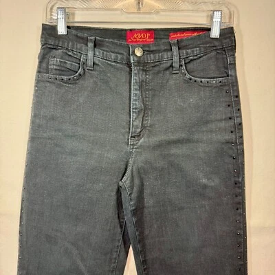 NYDJ Black Wash Slim Leg Jeans Rhinestone Embellished Denim Pants Size 6 - Image 1 of 4