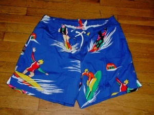 Vintage 90s Merona Mens SurfBoard Shorts Trunks Blue Multi XL Surfing - Picture 1 of 2