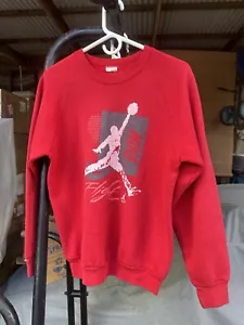 Vintage Red Nike Air Jordan Flight Sweat Shir Size Large Adult - Picture 1 of 9