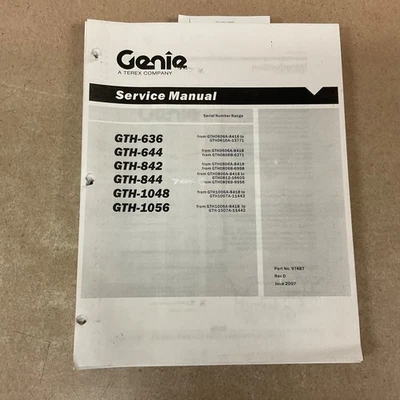 Genie GTH-636 644 842 844 1048 1056 СЕРВИСНАЯ МАСТЕРСКАЯ РЕМОНТ РУЧНОЙ ВИЛОЧНЫЙ ПОГРУЗЧИК pn 97487 - Изображение 1 из 4