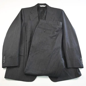 Vtg USA Made 44R 38x32 Dark Gray Glenn Check Mens Jacket Pants Suit - Picture 1 of 12
