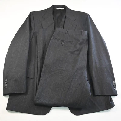 Vtg USA Made 44R 38x32 Dark Gray Glenn Check Mens Jacket Pants Suit - Image 1 of 4