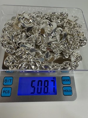 Cadenas de chatarra de plata de ley 925 + pulseras piezas dañadas/faltantes, reparables Foto 1 de 4