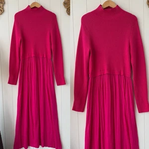 Anthropologie maxi dress pleated twofer dress knit long sleeve high neck - Picture 1 of 9