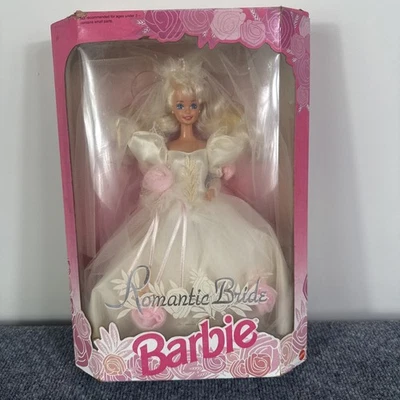 Vintage 1992 Barbie Romantic Bride Doll Mattel 1861 Wedding Dress Blonde NIB Foto 1 de 4