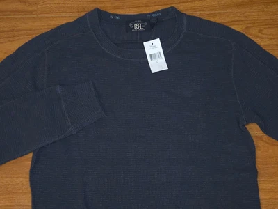 NUEVO CON ETIQUETAS Para hombres RRL Ralph Lauren Tejido Gofre Cuello Redondo Camisa Térmica Manga Larga Gris L Foto 1 de 4
