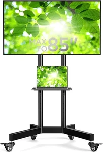TV Ständer auf Rollen für 32-85 Zoll Bildschirme bis 60kg, höhenverstellbar rollbar - Bild 1 von 13