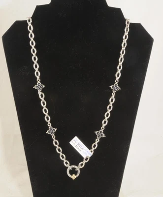 Barbara Bixby 纯银 18K 金色黑色珍珠母花卉项链 — 第 1/4 张图片