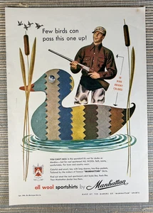 Manhattan All Wool Sportshirts Shirt Co Sportsman Hunter 1946 Vintage Print Ad - Picture 1 of 1