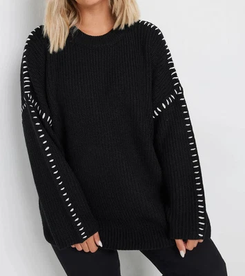 LADIES EX YOUR BLACK BLANKET STITCH JUMPER SIZE 22-24 (REF 808) - Image 1 of 3