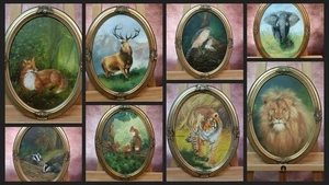 JOHN HASSALL (1944-2020) Original Oval Animal Oil Paintings - Picture 1 of 78