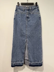 MNG Denim Maxirock Damen XS Frontschlitz roher Saum Taschen Western Festival Y2K - Bild 1 von 6