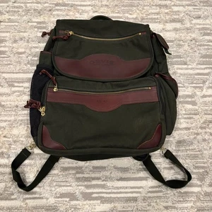 Orvis Battenkill Backpack Green Brown Canvas Leather Travel Outdoor Rare Read - Picture 1 of 14