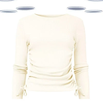 Camiseta deportiva para mujer Ex Joe Browns manga larga acanalada lateral en blanco Foto 1 de 4