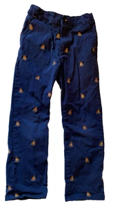 GYMBOREE Boys Size 6 PUPPY DOGS Embroidered Navy Blue Chino Pants - Picture 1 of 5