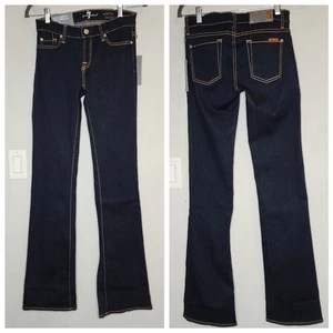 NWT 7 For All Mankind Size 26 Tall Skinny Bootcut Dark Wash Jeans Stretch Denim - Picture 1 of 14