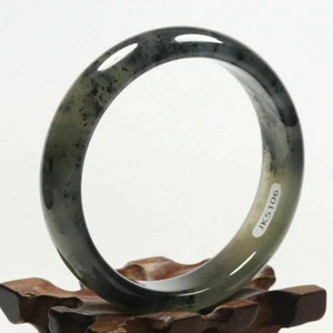 Bracciale 59mm Grado A 100% Naturale Giada Nera Verde Braccialetto Xiu Giada RO5106 - Foto 1 di 10