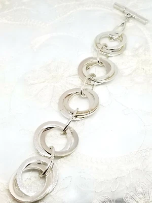 RALPH LAUREN RLL  SILVER TONE CIRCULAR LINK CHAIN BRACELET - Image 1 of 4