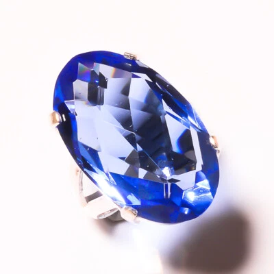 Ringraziamento Iolite Topazio Gemma 925 Argento Sterling Artigianale Anello - Immagine 1 di 4