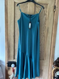 M&S Autograph Sea Foam Teal Spaghetti Strap Bias Cut Dress Size 14 Reg BNWT £69 - Picture 1 of 20