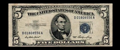 1953 $5 Silver Certificate Free shipping {C233} - Image 1 of 2
