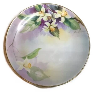 NIPPON JAPANESE Handpainted Plate Floral Purples Cream Greens Gold 7.5” Antique - Picture 1 of 8