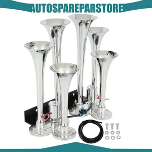 12V 4A 6 Trumpet Train Air Horn Kit For Ford Truck Pickup Car SUV Train Horn - Picture 1 of 11