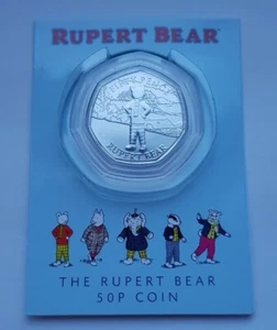 2020 Isle of Man Rupert Bear - 50p Fifty Pence Stempelglanz Münze - Neu - Bild 1 von 3