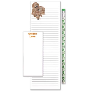 Golden Retriever To Do List Magnetic Shopping Pad Notepad & Pencil Gift Set - Picture 1 of 1