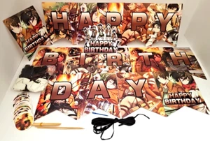 Attack On Titan Series Happy Birthday Party Set Banner Balloons Cup Cake Toppers - Picture 1 of 16