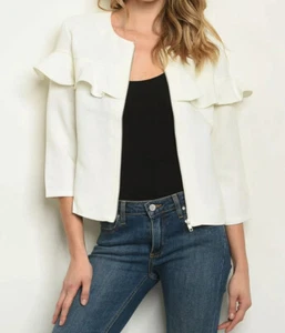 Chaqueta con Volantes Marfil Frontal Talla Pequeña - Imagen 1 de 10