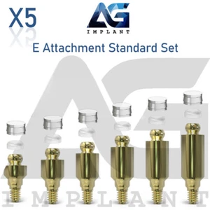 5 Straight E Attachment Standard Set Titanium Overdenture Int Hex - Picture 1 of 5